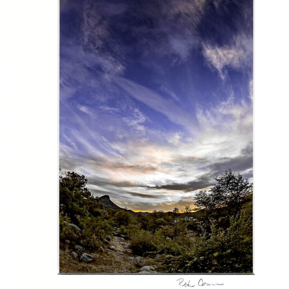 Evening Sky Over Thumb Butte Arizona 12x9 Signed Matted Photo Art Print + COA